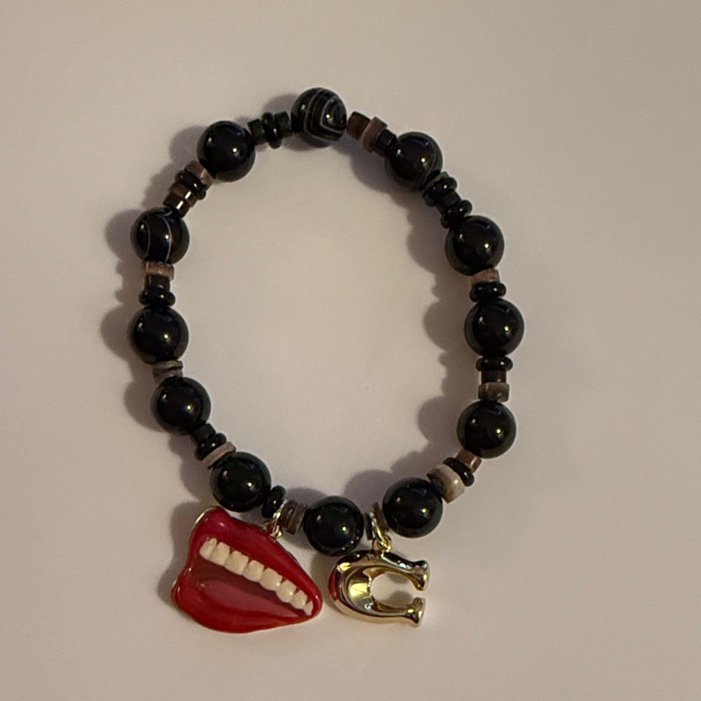 Coach X Tom Wesselmann Lips Bracelet with Gold “C” Charm NWOT